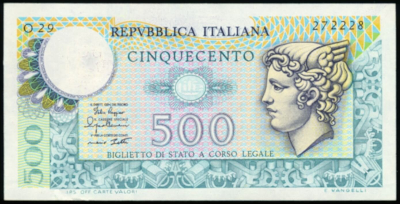 ITALY P.94 1974 500 Lire UNC