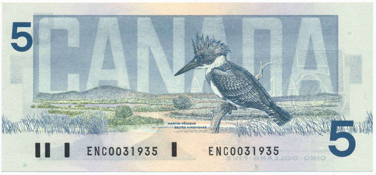 CANADA P.95a $5 1986 Crow, Bouey UNC ENC