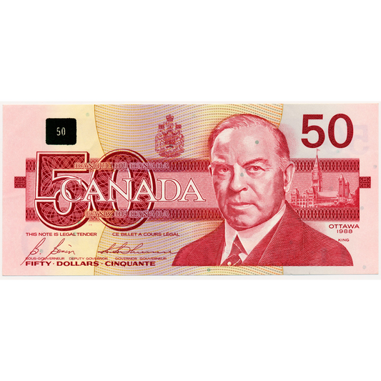 CANADA P.98b $50 1988 Bonin, Thiessen AUNC FHM