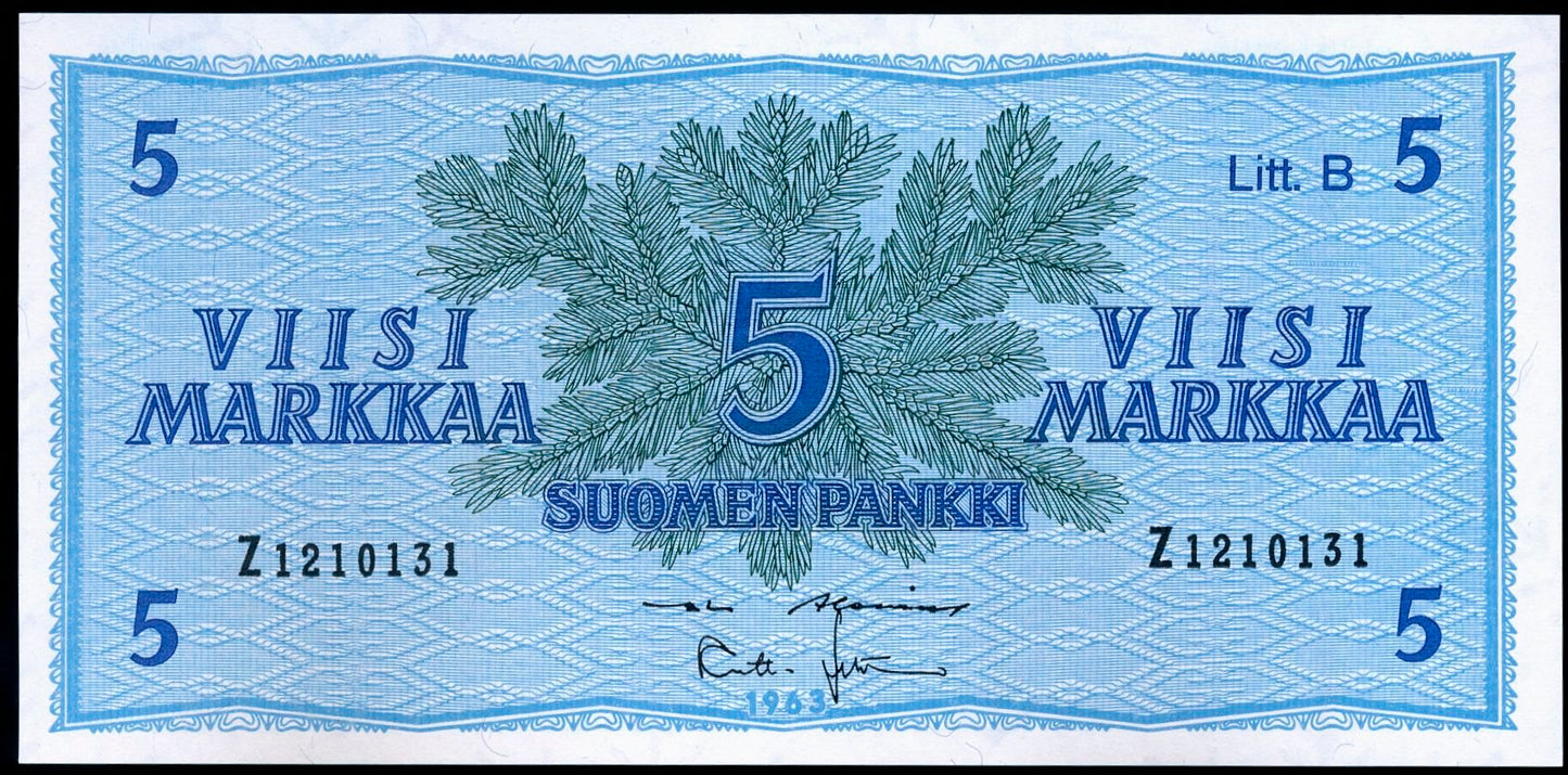 FINLAND P.99a 1963 5 Markkaa UNC Z