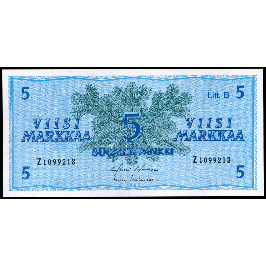 FINLAND P.99a 1963 5 Markkaa UNC Z