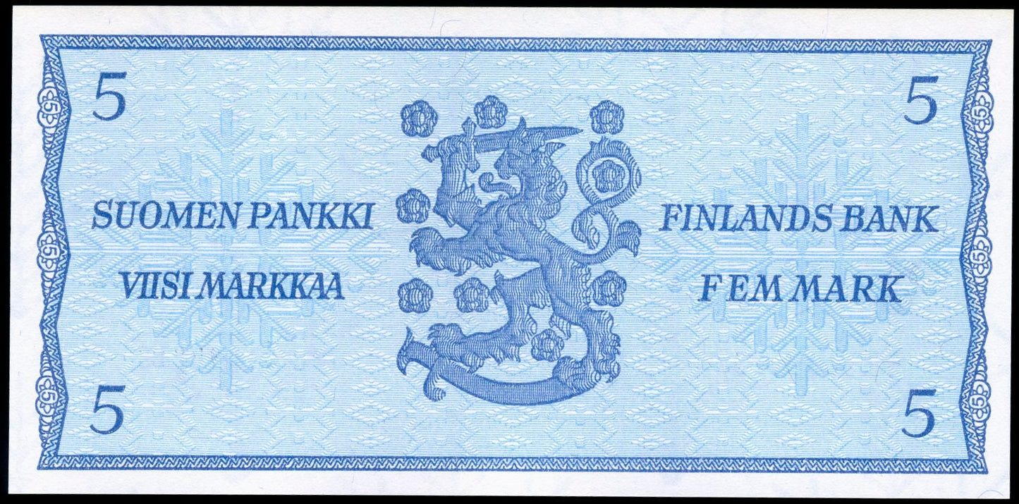 FINLAND P.99a 1963 5 Markkaa UNC Z