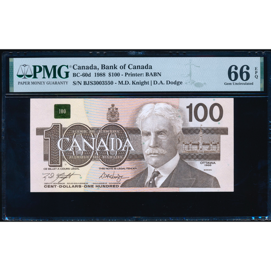 CANADA P.99d BC-60d $100 1988 Knight, Dodge GEM UNC 66EPQ