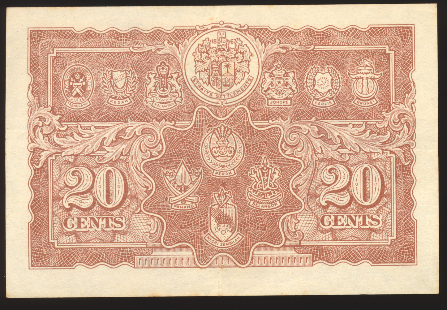 MALAYA P.9a 1941 20 Cents GEF