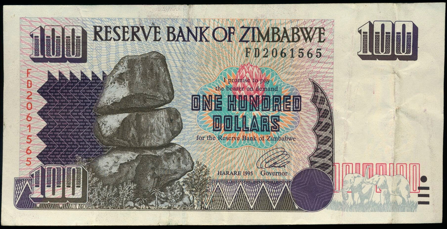 ZIMBABWE P.9a 1995 100 Dollars EF