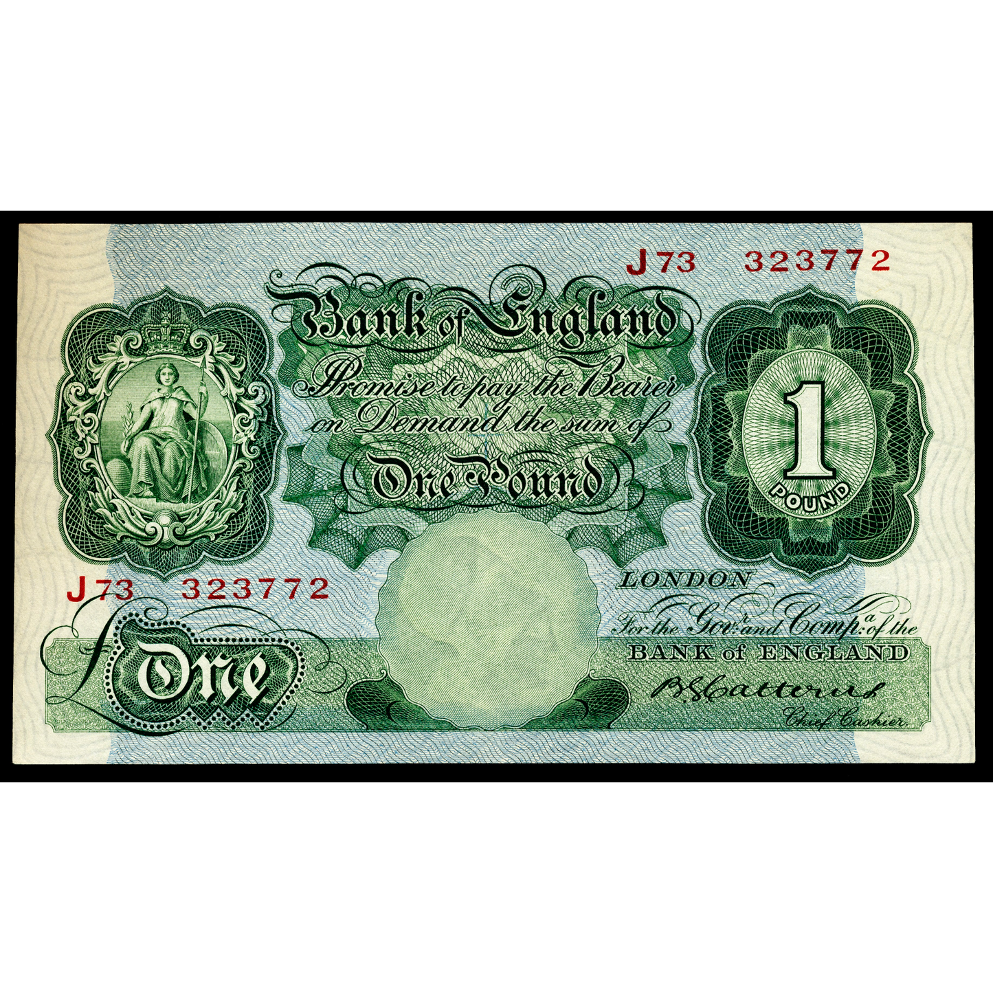 P.363b B225 1929-1934 Bank of England Catterns £1 AUNC J73