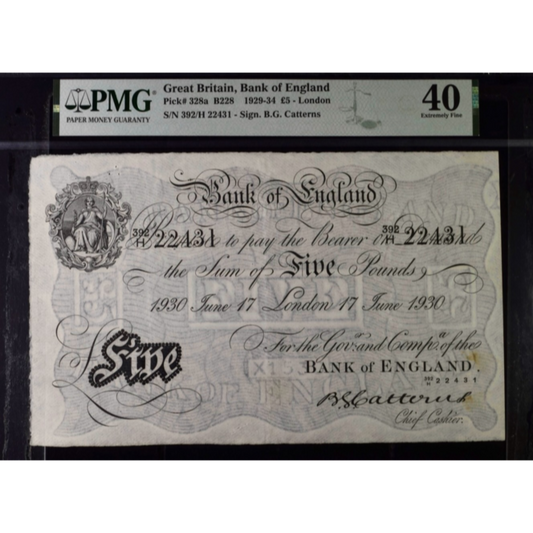 P.328a B228 1930 Bank of England Catterns £5 392H EF 40