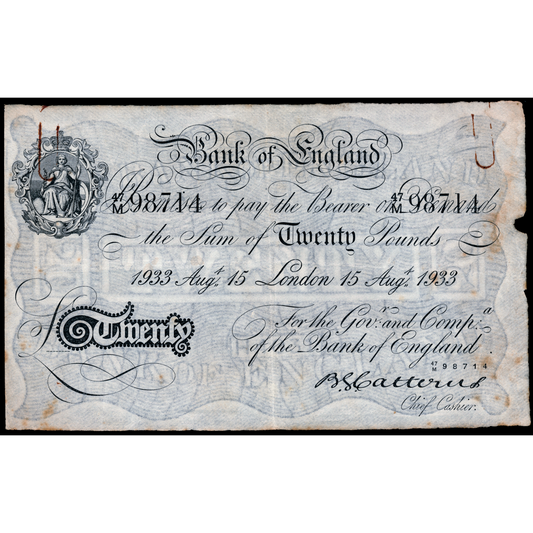 P.330 B230 1933 Bank of England Catterns £20 GF/VF 47M