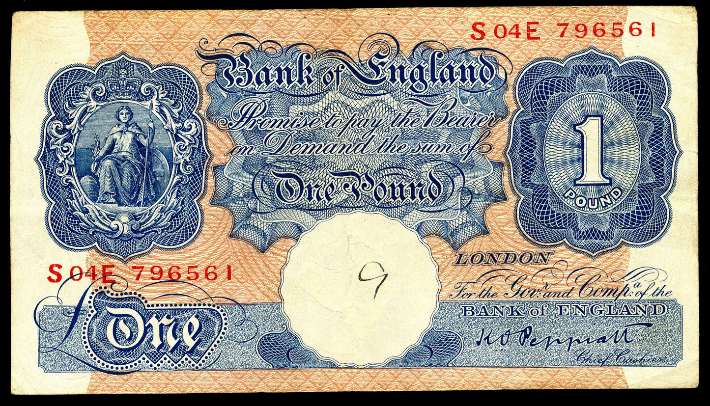 P.367a B250 1940-1948 Bank of England Peppiatt £1 AVF S04E