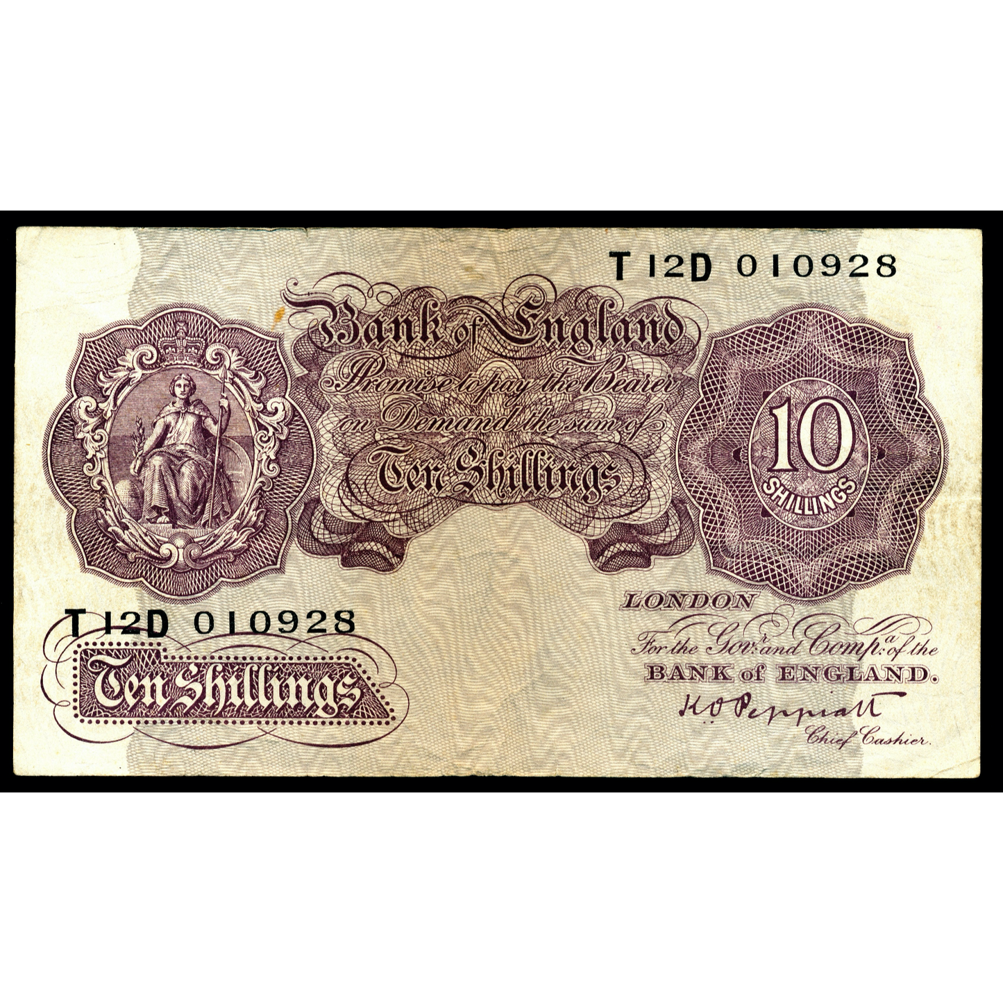 ENGLAND P.366 B252 1940-1948 Peppiatt 10s Last run Replacement note VF 30