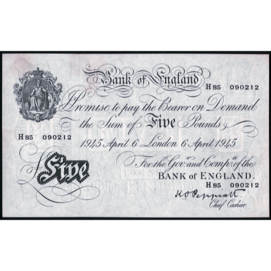 ENGLAND P.342 B255 1945 Peppiatt £5 AUNC H85