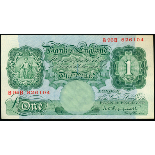 P.369a B260 1948-1949 Bank of England Peppiatt £1 AUNC B96B