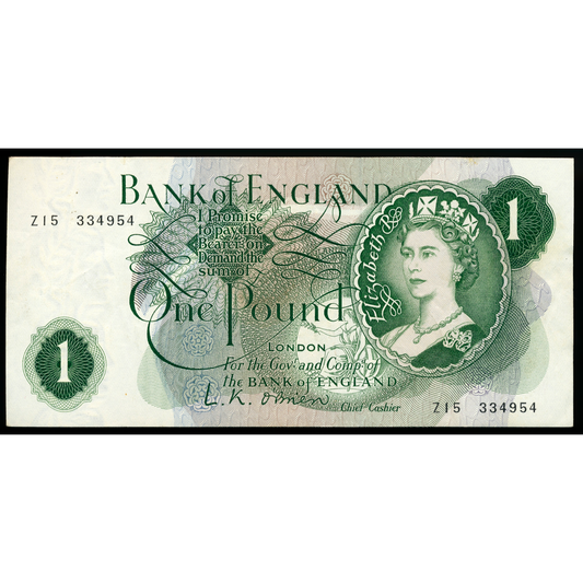 P.374a B281 1960-1961 Bank of England O'Brien £1 EF Last series Z15