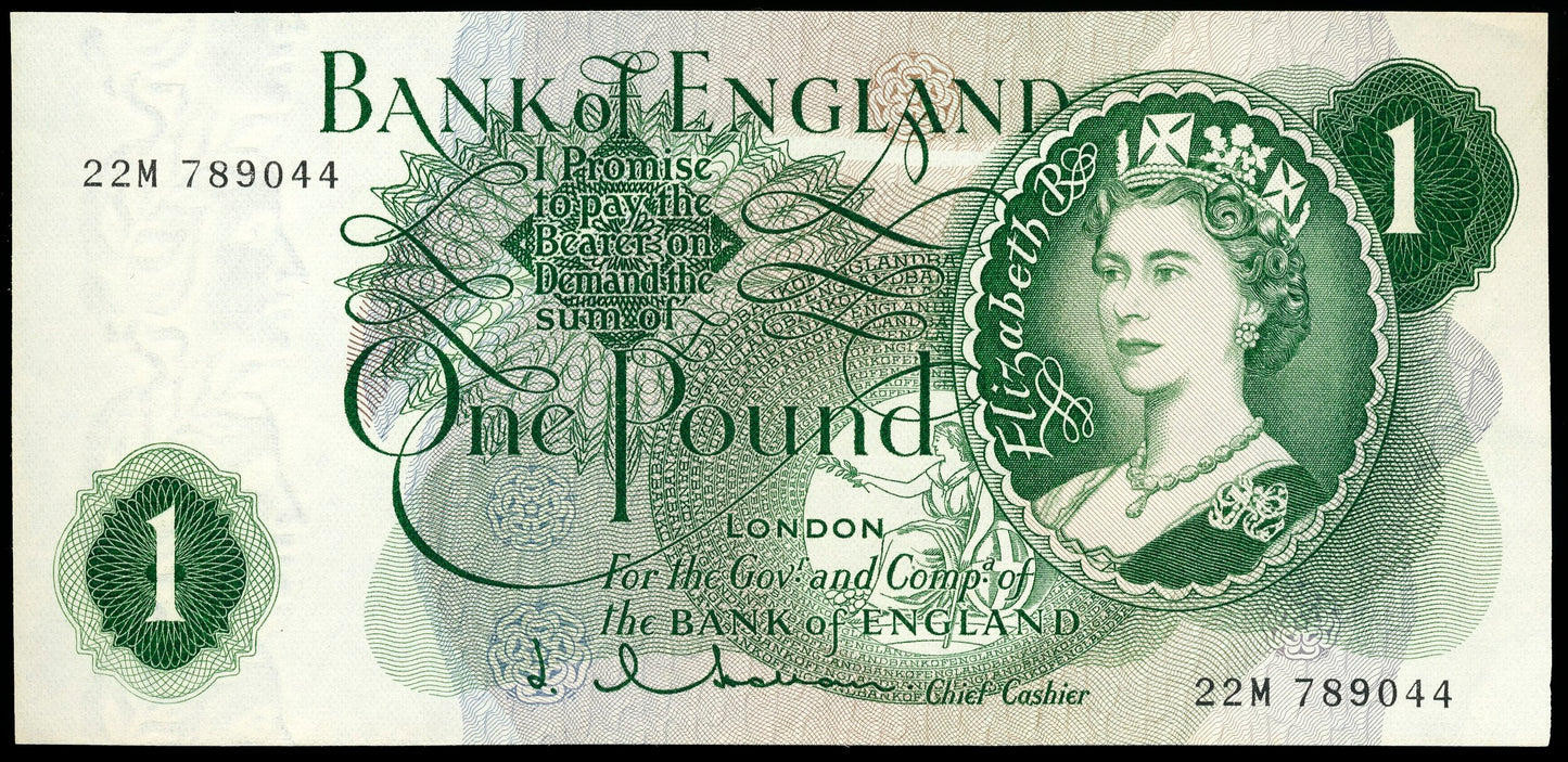 P.374c B290 1962-1966 Bank of England Replacement Hollom £1 AUNC 22M