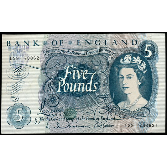 P.375a B297 Bank of England Hollom £5 UNC L39