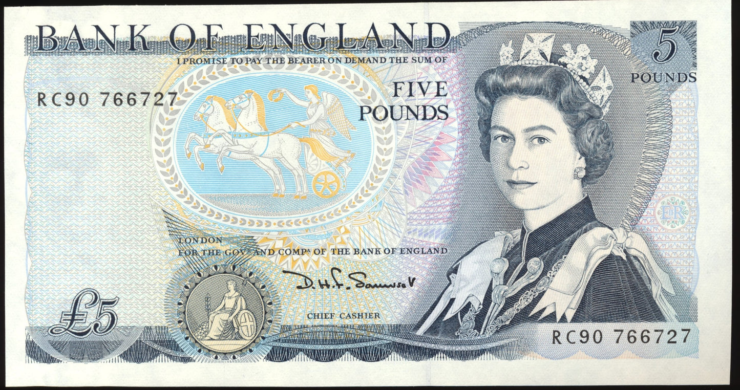 P.378e B345 1987-1988 Bank of England Somerset Last series £5 UNC RC90