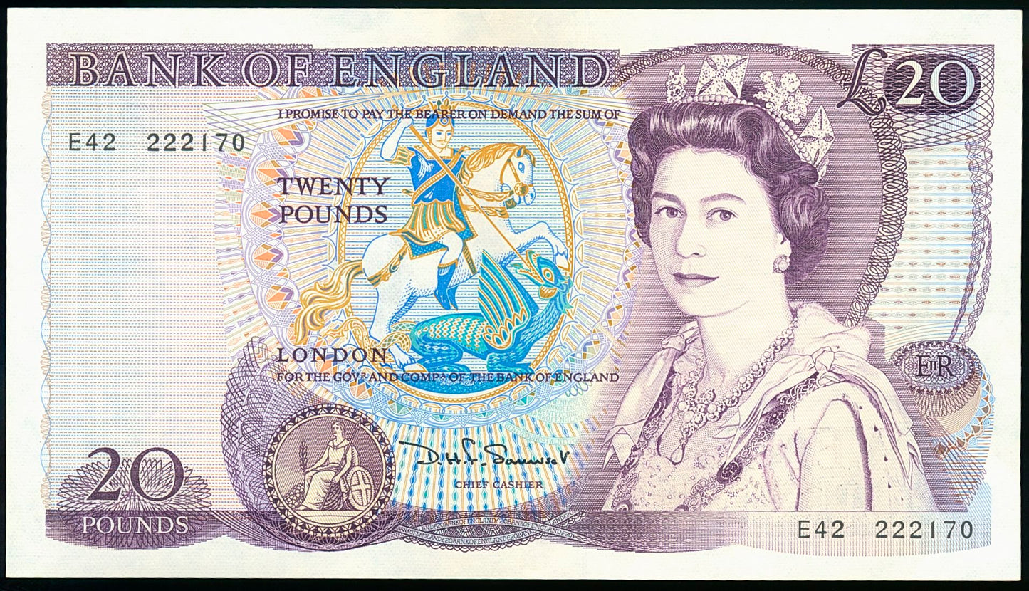 ENGLAND P.380c B350 1981-1984 Somerset £20 First series E42 CHOICE UNC 64 EPQ