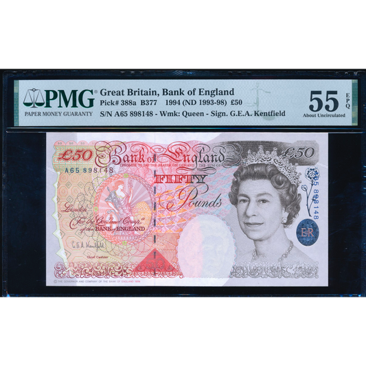 P.388a B377 1993-1998 Bank of England Bailey First series A20 £50 AUNC 55 PMG