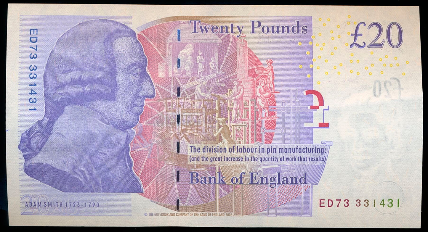 P.392a B405 2006-2011 Bank of England Bailey £20 UNC ED73