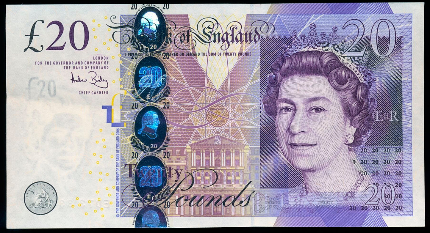 P.392a B405 2006-2011 Bank of England Bailey £20 UNC ED73