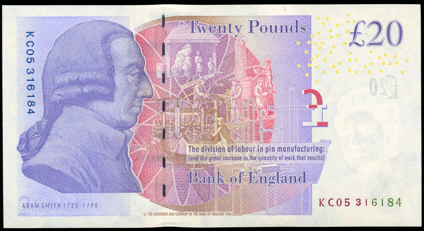 ENGLAND P.392c B412 2015-2019 Cleland £20 UNC KC05