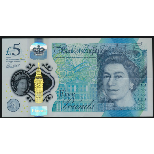 P.394 B414 2015-2019 Bank of England Cleland First run £5 EF AA01 lowish number