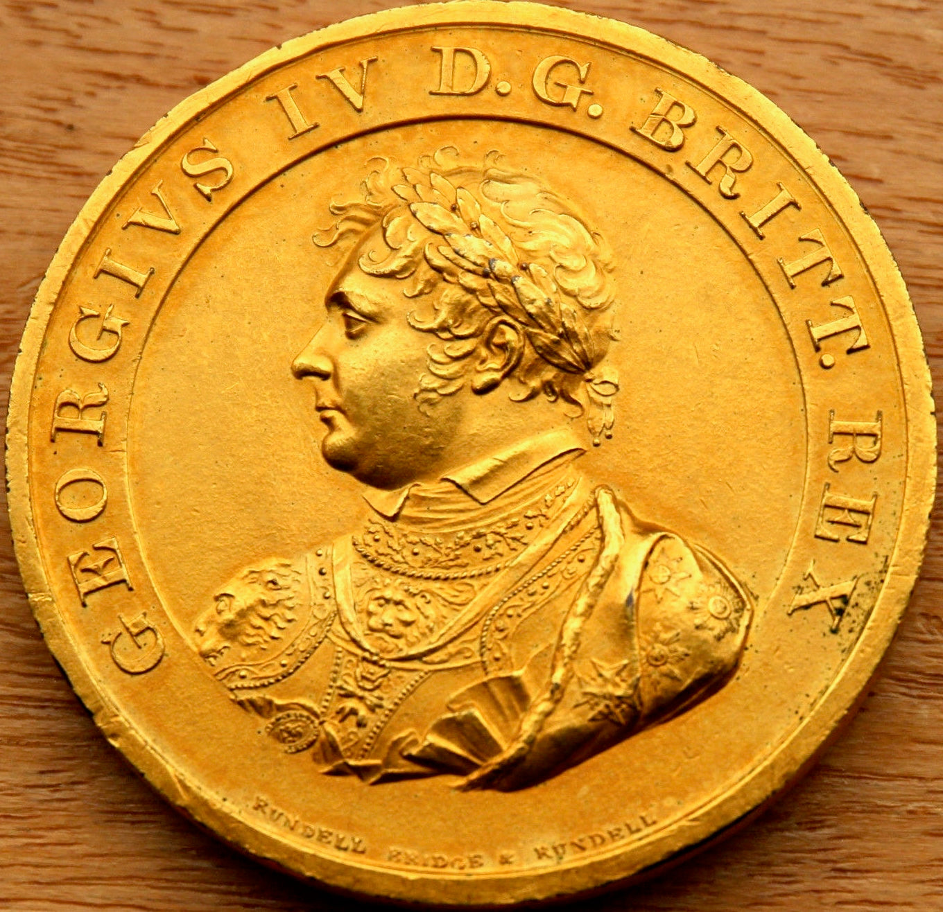 1821 Coronation gilt copper medal BHM 1090 UNC