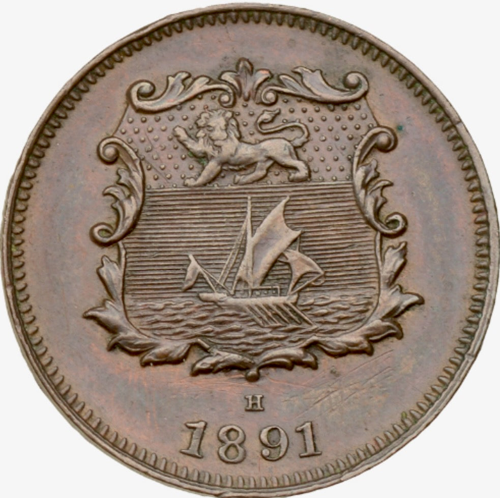 British North Borneo KM1 1891 Half Cent GVF