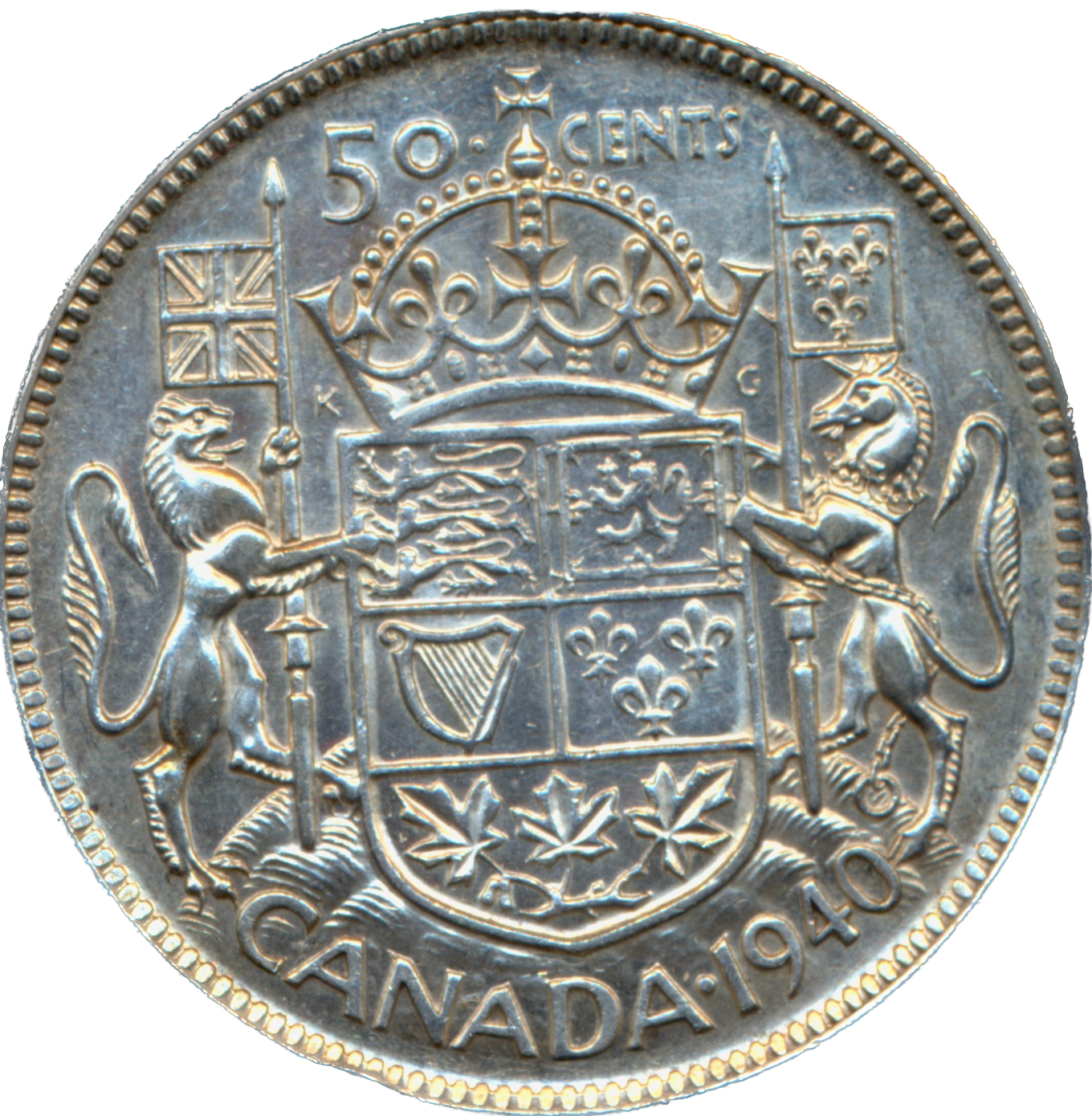 Canada KM36 1940 Silver 50 Cents GEF