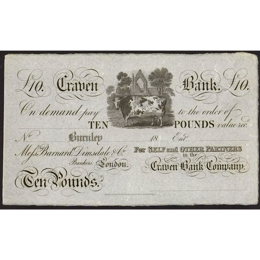 Craven Bank 18__ unissued £10 banknote UNC Outing 366a