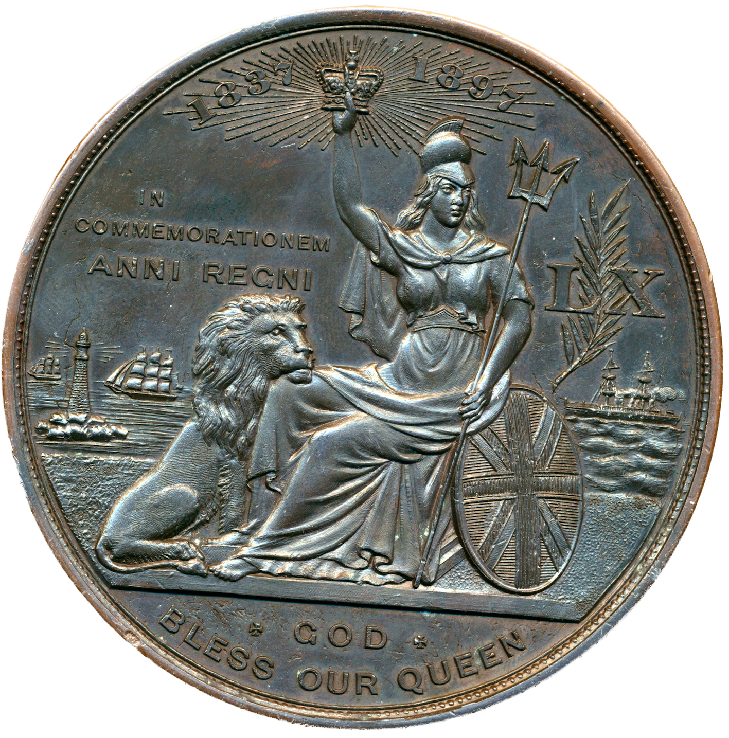 1897 Diamond Jubilee BHM 3581 E1814 78mm bronze medal by T Brock