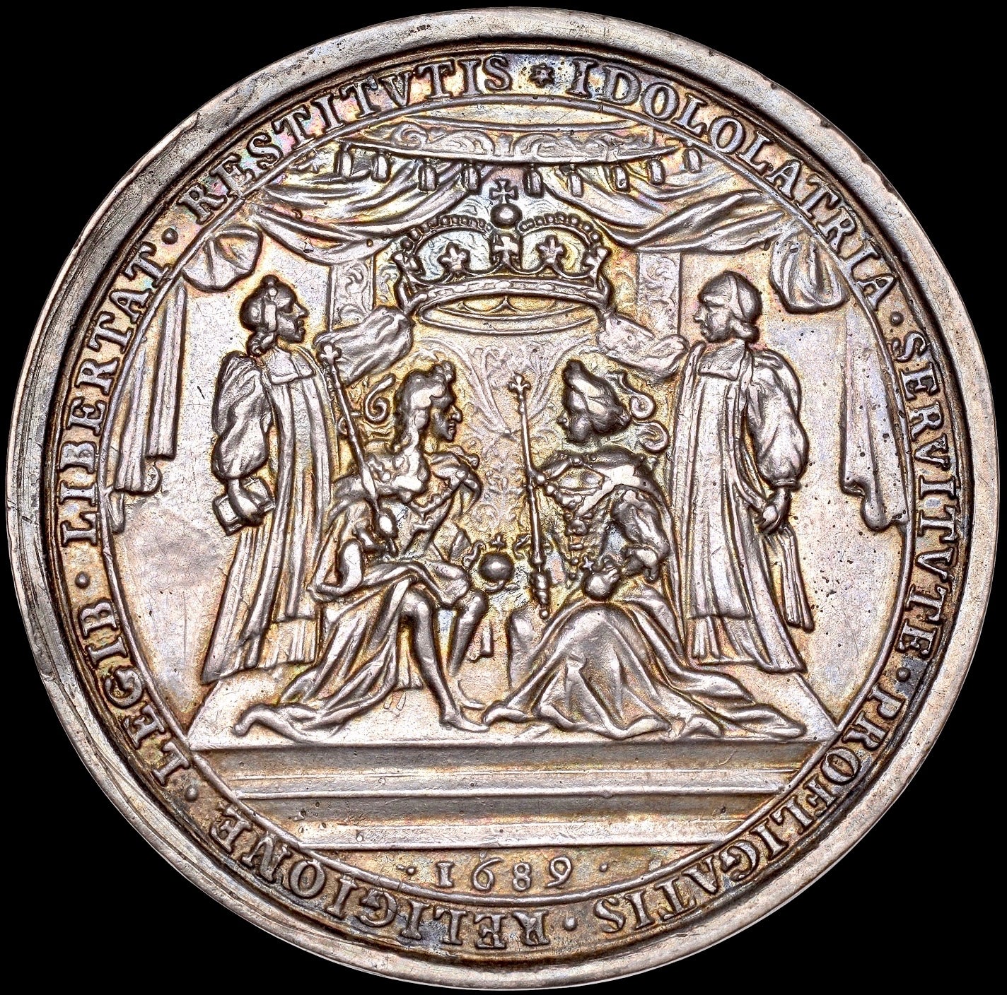 1689 Coronation silver medal E310b NEF/EF