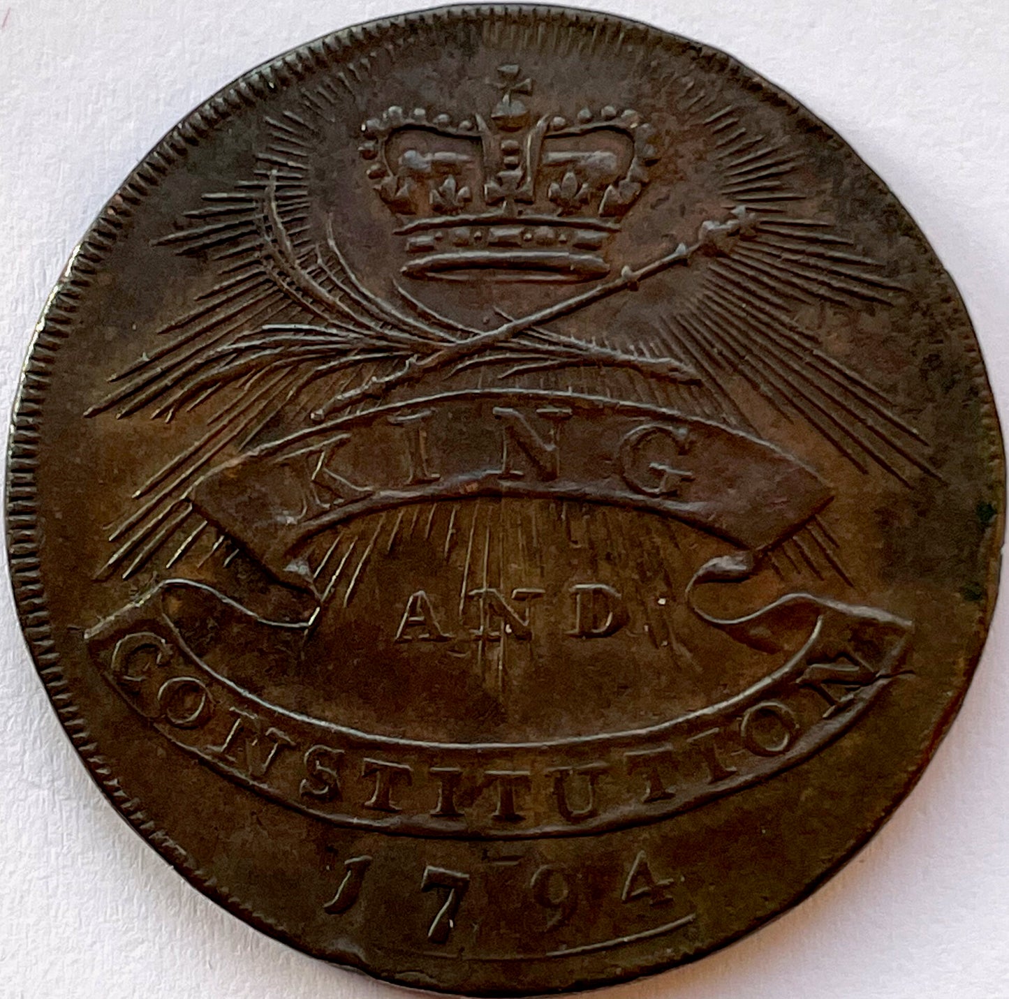 Essex D&H 5 Chelmsford 1794 Conder Halfpenny