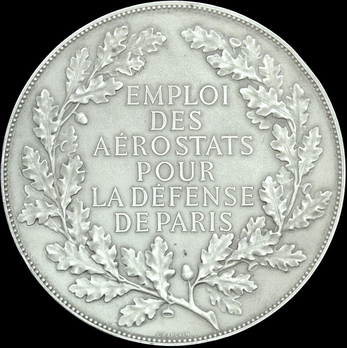 1871 FRANCE Siege of Paris 75mm silvered bronze medal by J-C. Chaplain BDM I, 402 EF