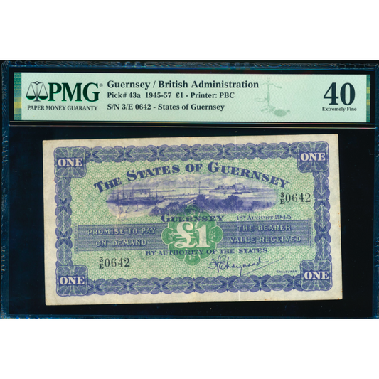 GUERNSEY P.43a GU33a 1945 £1 3/E EF 40