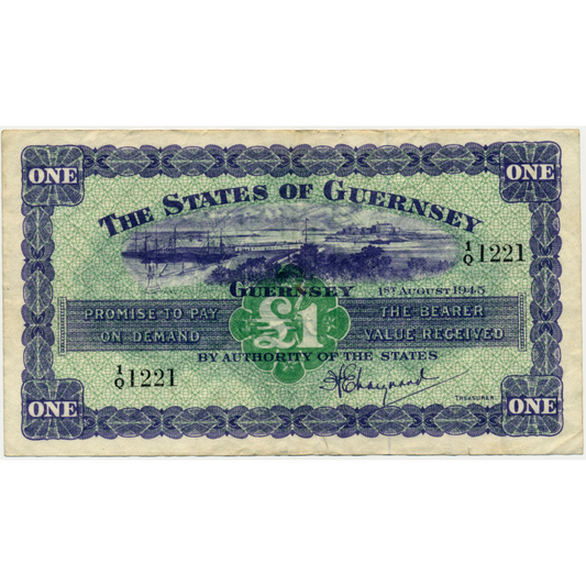 GU33a The States of Guernsey 1945 £1 GVF 1/Q