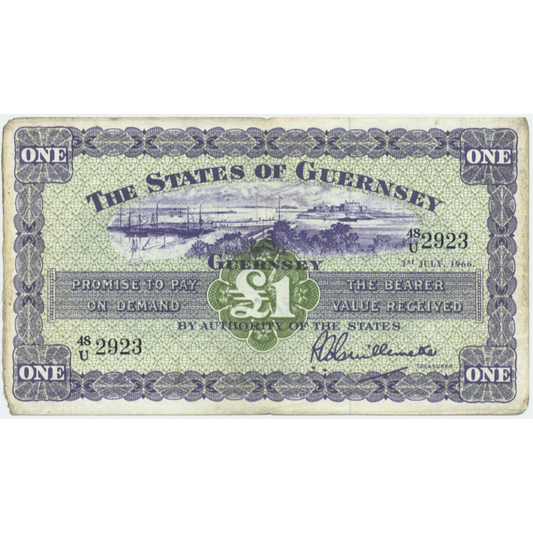 GU33b The States of Guernsey 1966 £1 AVF 48/U
