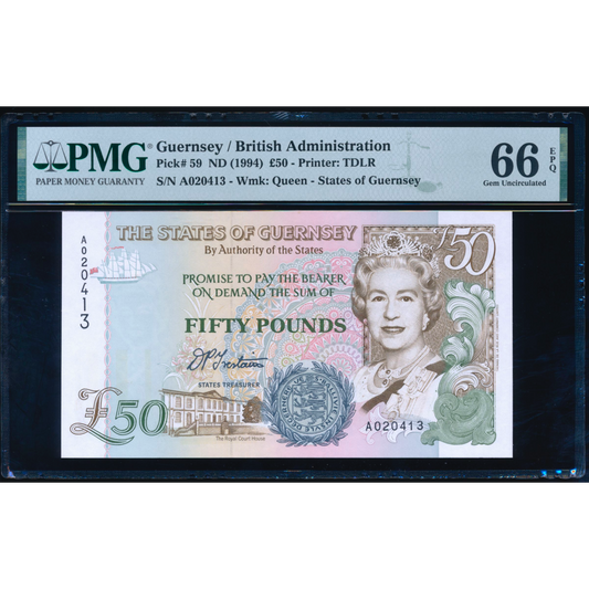 GU71a The States of Guernsey 1994 £50 GEM UNC 66 EPQ
