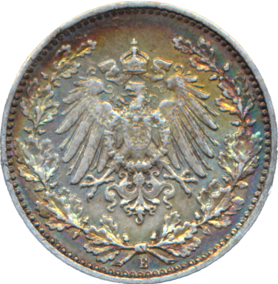 Germany KM17 1906 Silver 1/2 Mark UNC