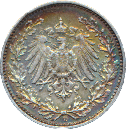 Germany KM17 1906 Silver 1/2 Mark UNC