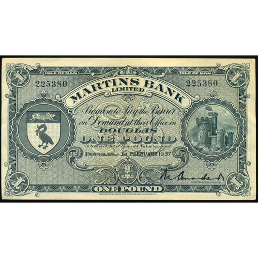 ISLE OF MAN P.19b IM19b Martins Bank 1957 £1 GEF