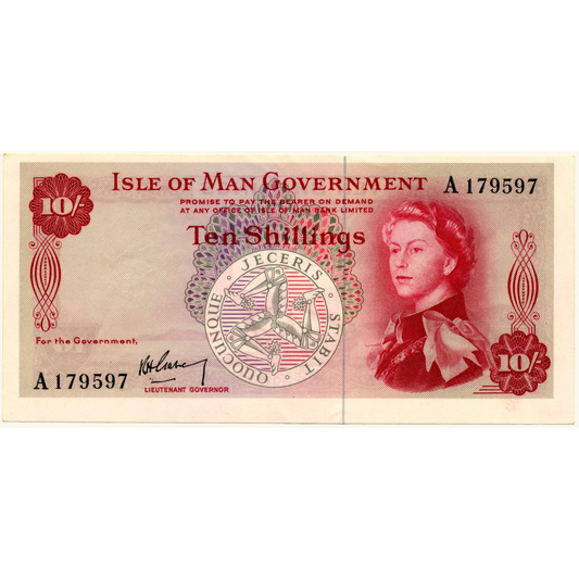 ISLE OF MAN P.24a IM21a 1969-1972 10 shillings EF A