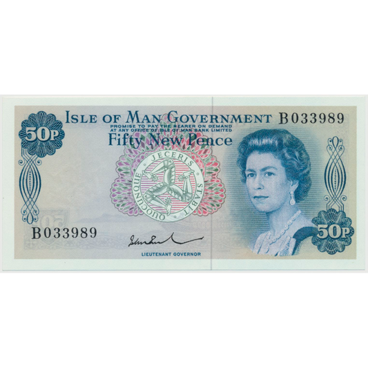 IM23b Isle of Man Government 1972-1979 50p UNC B