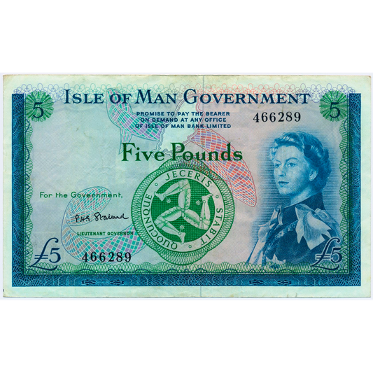 IM41b Isle of Man Government 1961-1972 £5 VF