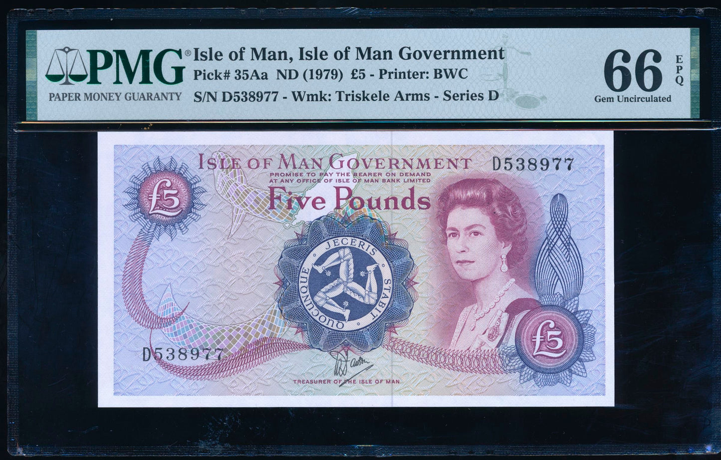 ISLE OF MAN P.35Aa IM43b 1979-1991 £5 GEM UNC 66 EPQ