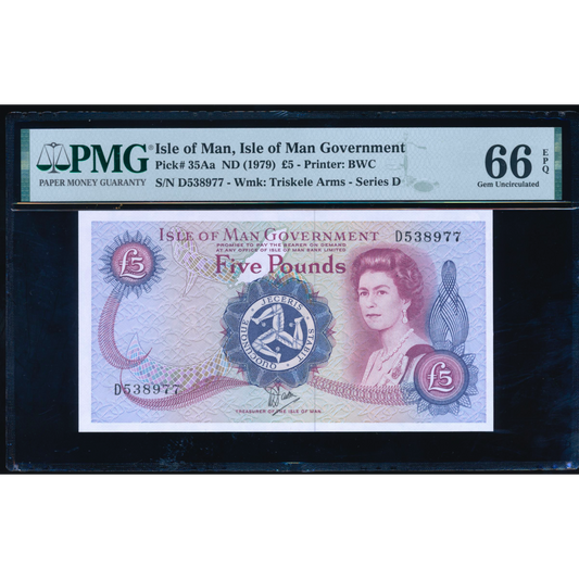 IM43b Isle of Man Government 1979-1991 £5 GEM UNC 66 EPQ