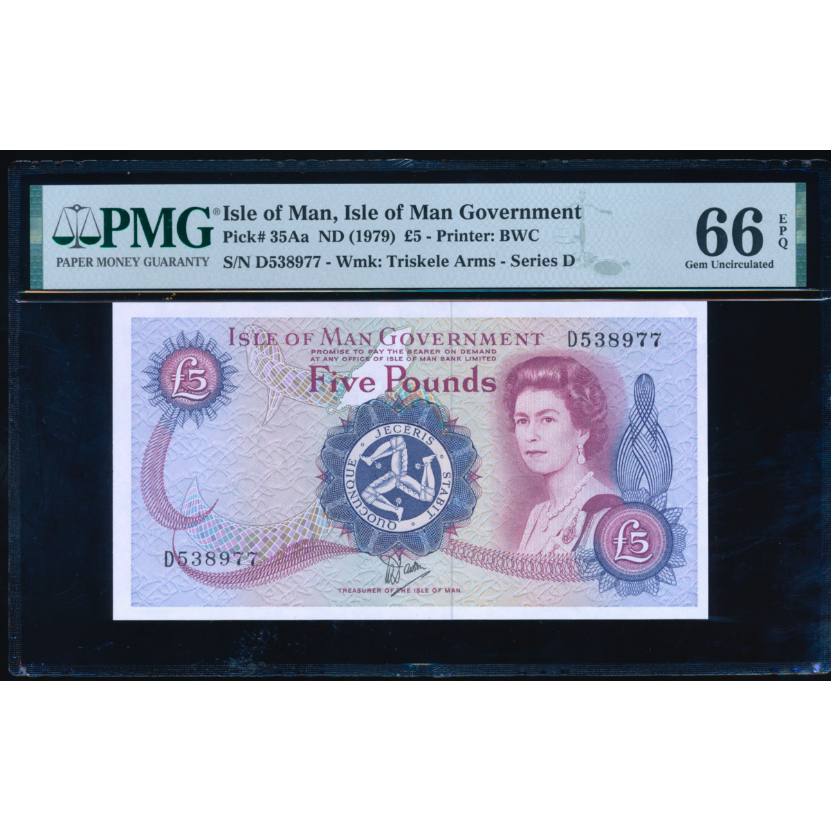 ISLE OF MAN P.35Aa IM43b 1979-1991 £5 GEM UNC 66 EPQ