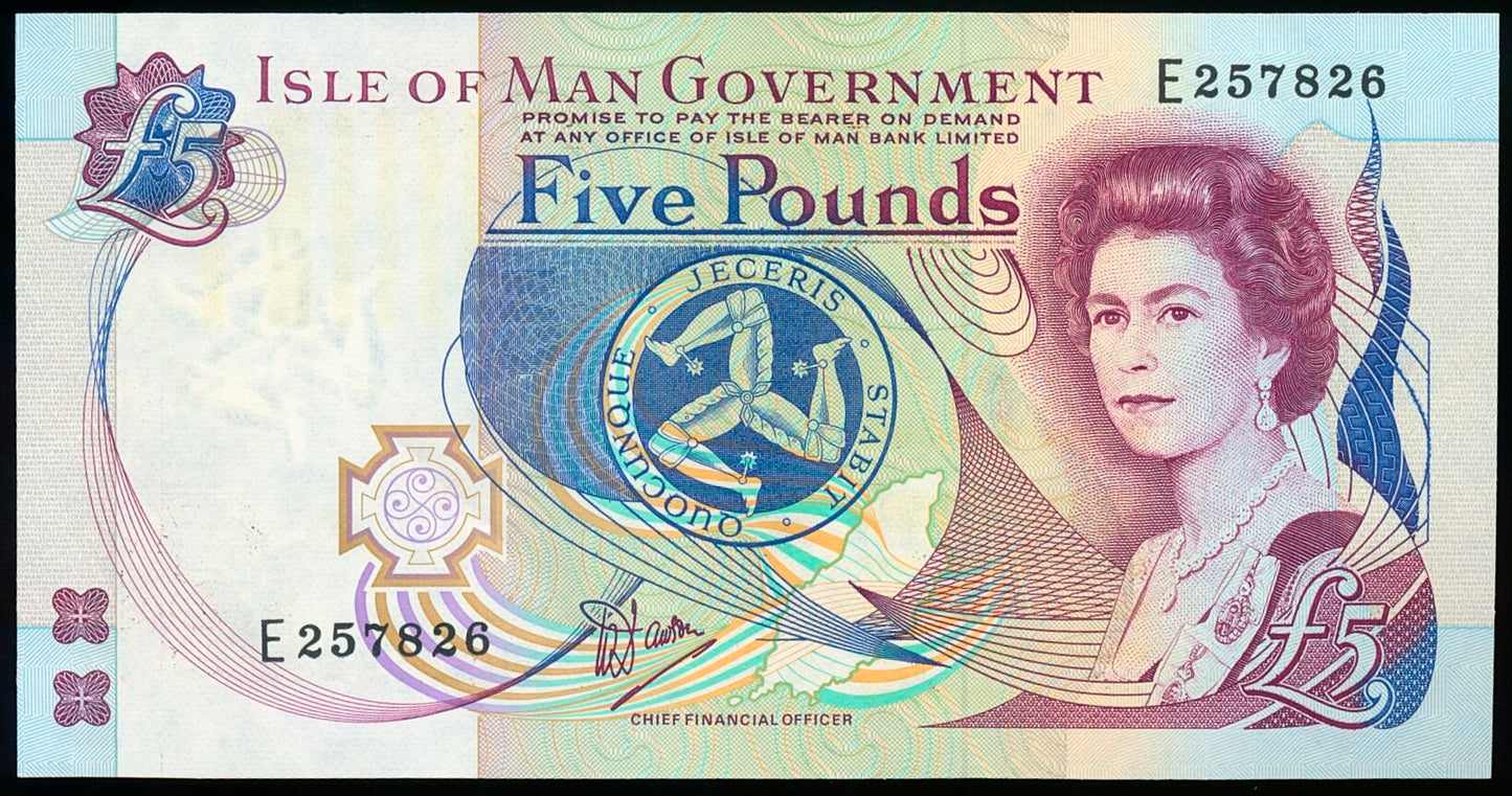 ISLE OF MAN P.41a IM44a 1991 £5 GEM UNC 65 EPQ