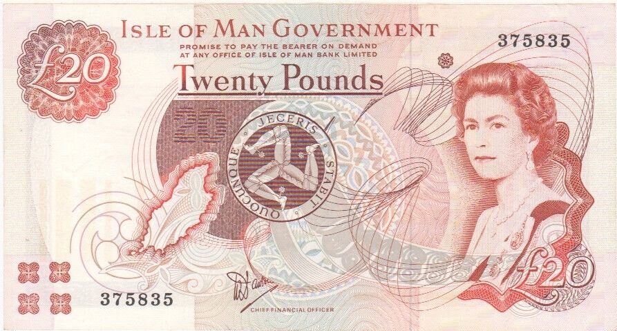 ISLE OF MAN P.43a IM63a 1991-2002 £20 AUNC 53 EPQ