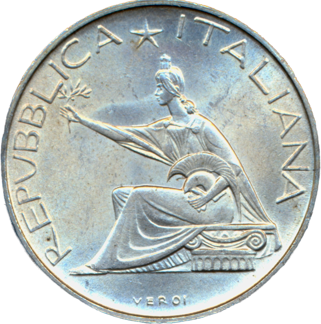 Italy KM99 1961 Silver 500 lire UNC